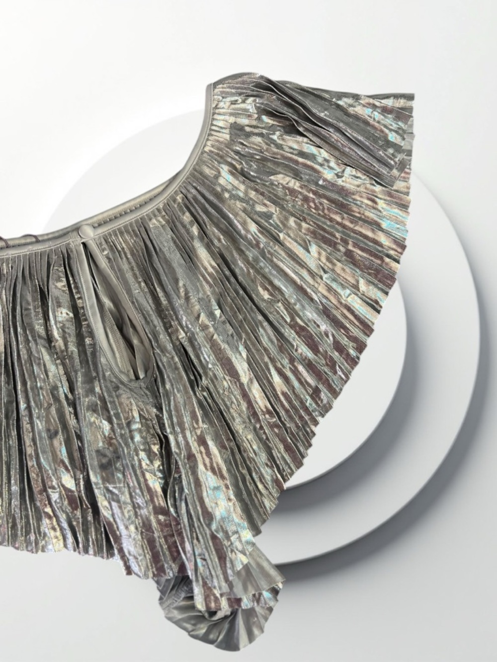 Savage X Fenty Silver Metallic PLEATED LAMÉ SHORT - Picture 12 of 13